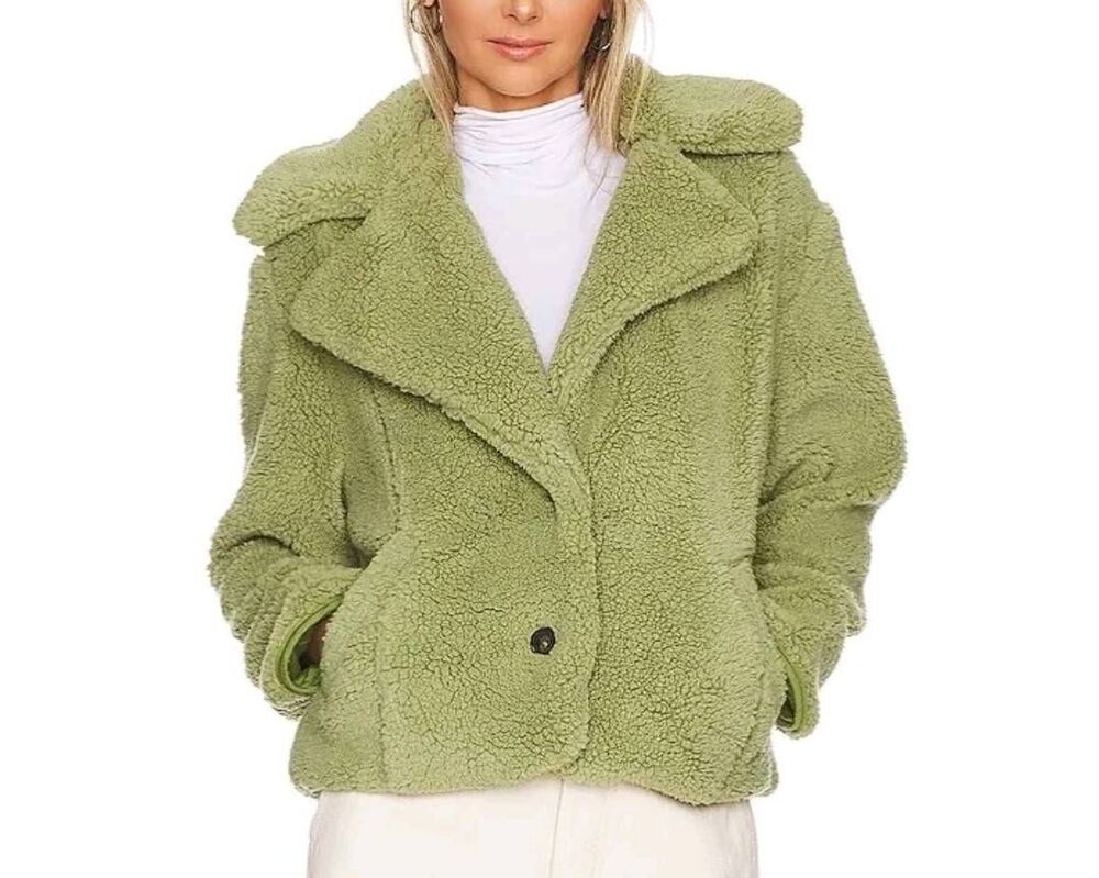 FREE PEOPLE Joplin Cozy Jacket Sherpa Pistachio Size S